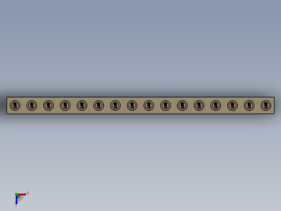 乐高机械组积木（横梁）-4206923 - 3703 Tan - Brick Yellow Technic Brick 1 x 16 with Holes俯视图