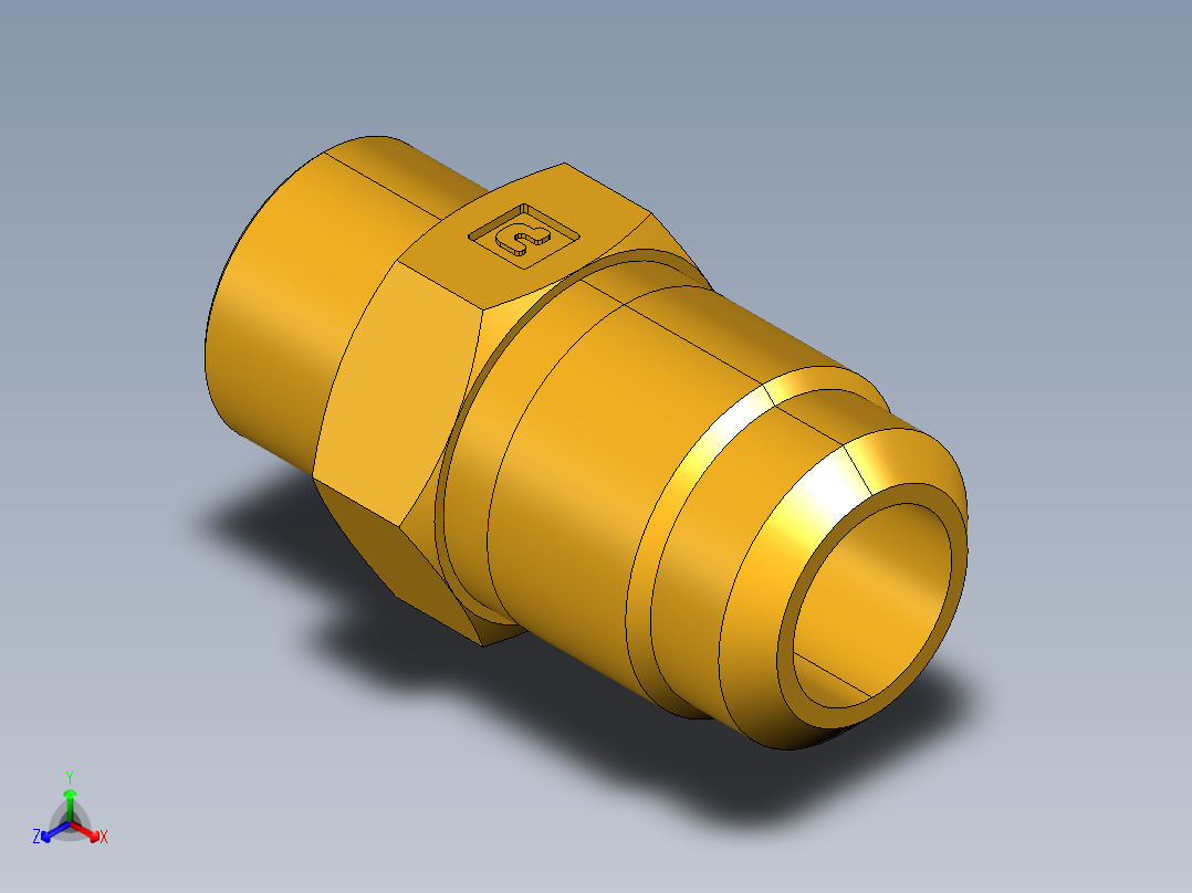 扩口式工业通用硬管接头Flare To Solder 43F-8-8正等轴测图