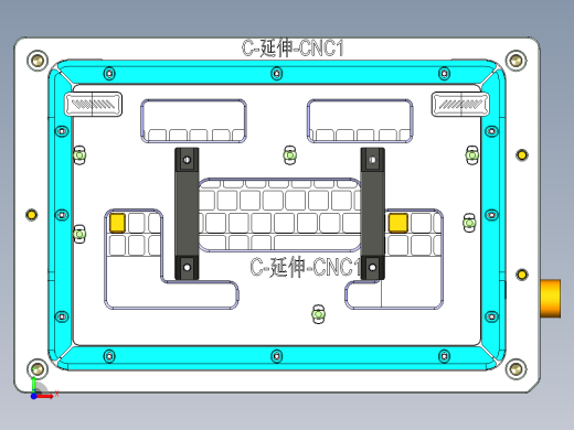 冲压件键盘C壳铣墙高PL面CNC治具模型前视缩略图