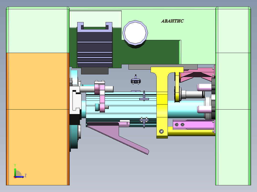 6轴自动车床3D模型 Solidworks设计前视图