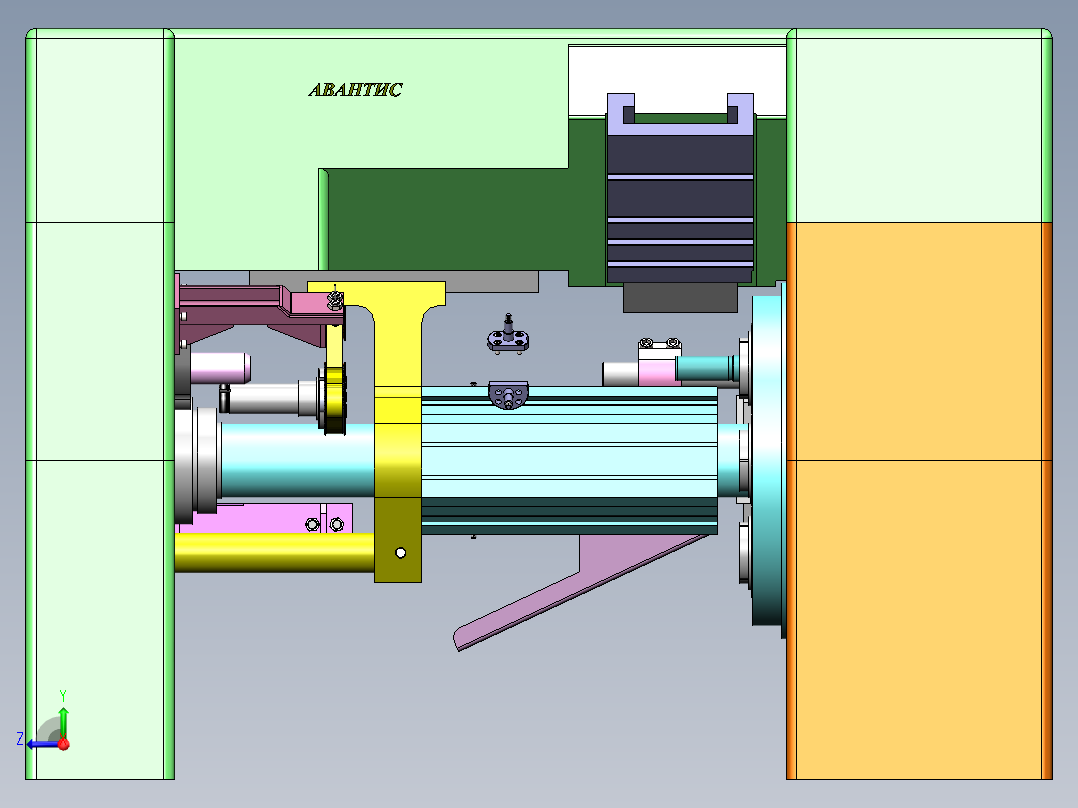 6轴自动车床3D模型 Solidworks设计后视图