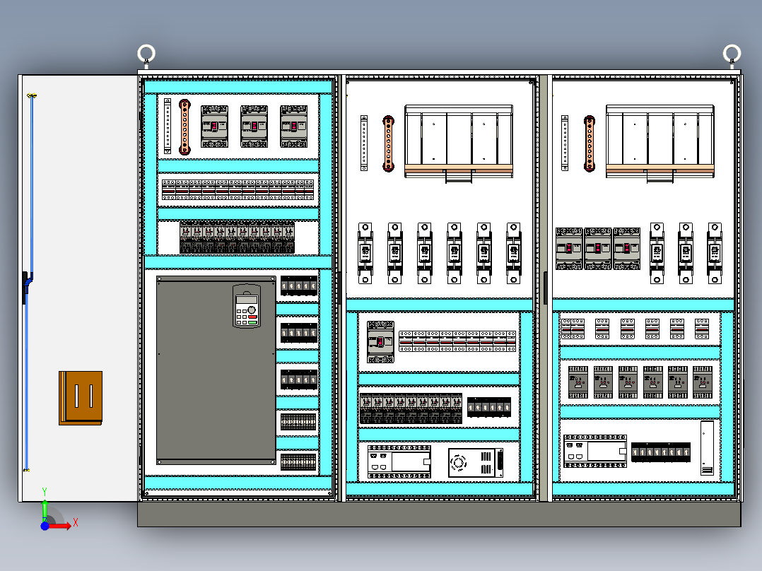 三柜组装变频器刀开关plc控制柜 56424前视图