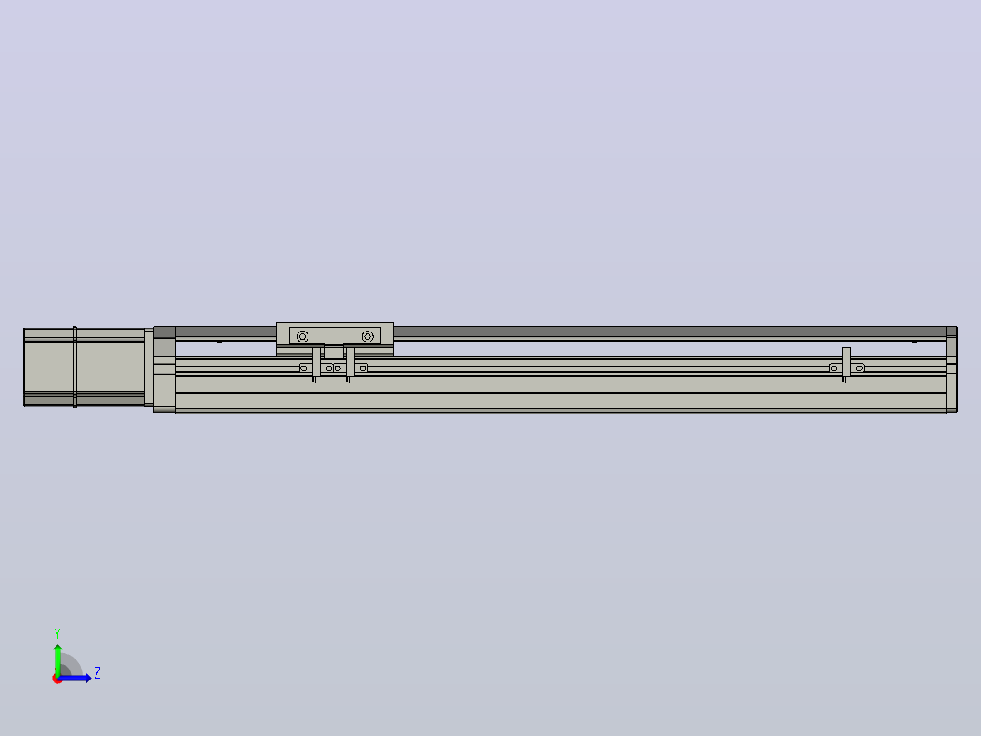 SYS12-BC-350-200W滚珠花健、支撑座、滚珠丝杠、交叉导轨、直线模组.STEP左视图
