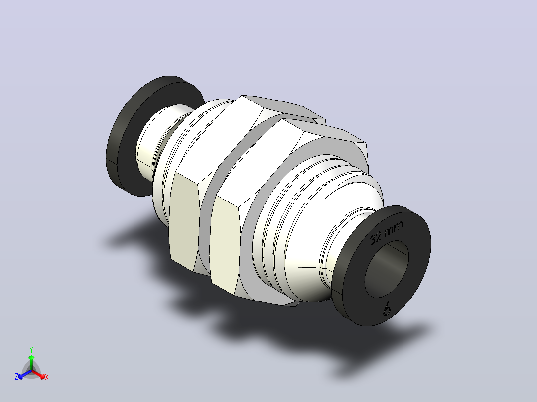 d6mm。M14.L32气管快插接头正等轴测图