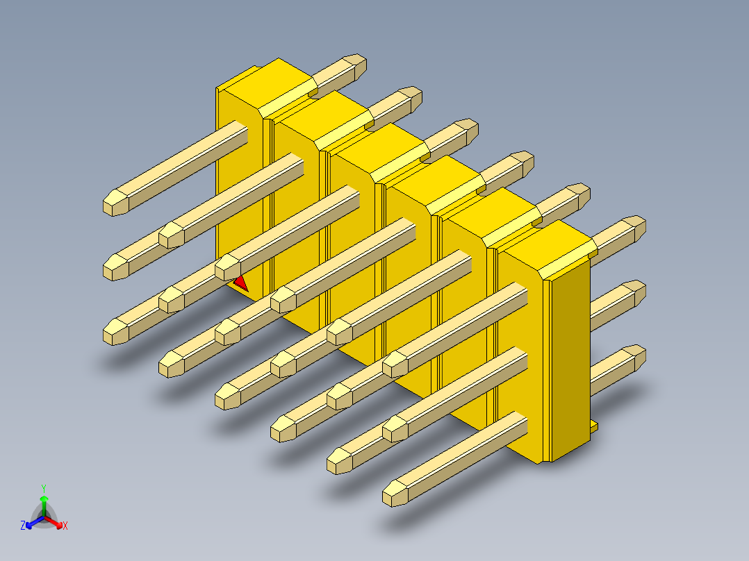 彩色公头100mil（2.54mm）系列-DS1021_yellow_3x06p_100mil_Type1_rev1.0主视图