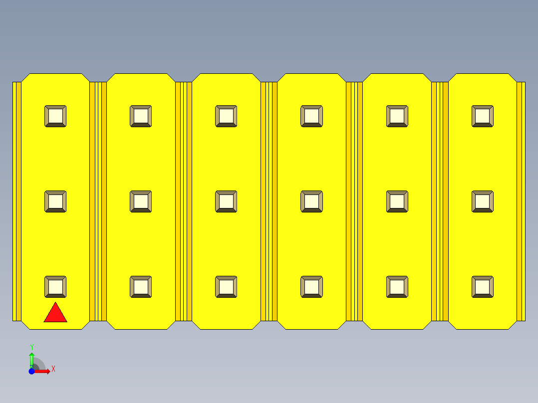 彩色公头100mil（2.54mm）系列-DS1021_yellow_3x06p_100mil_Type1_rev1.0前视图