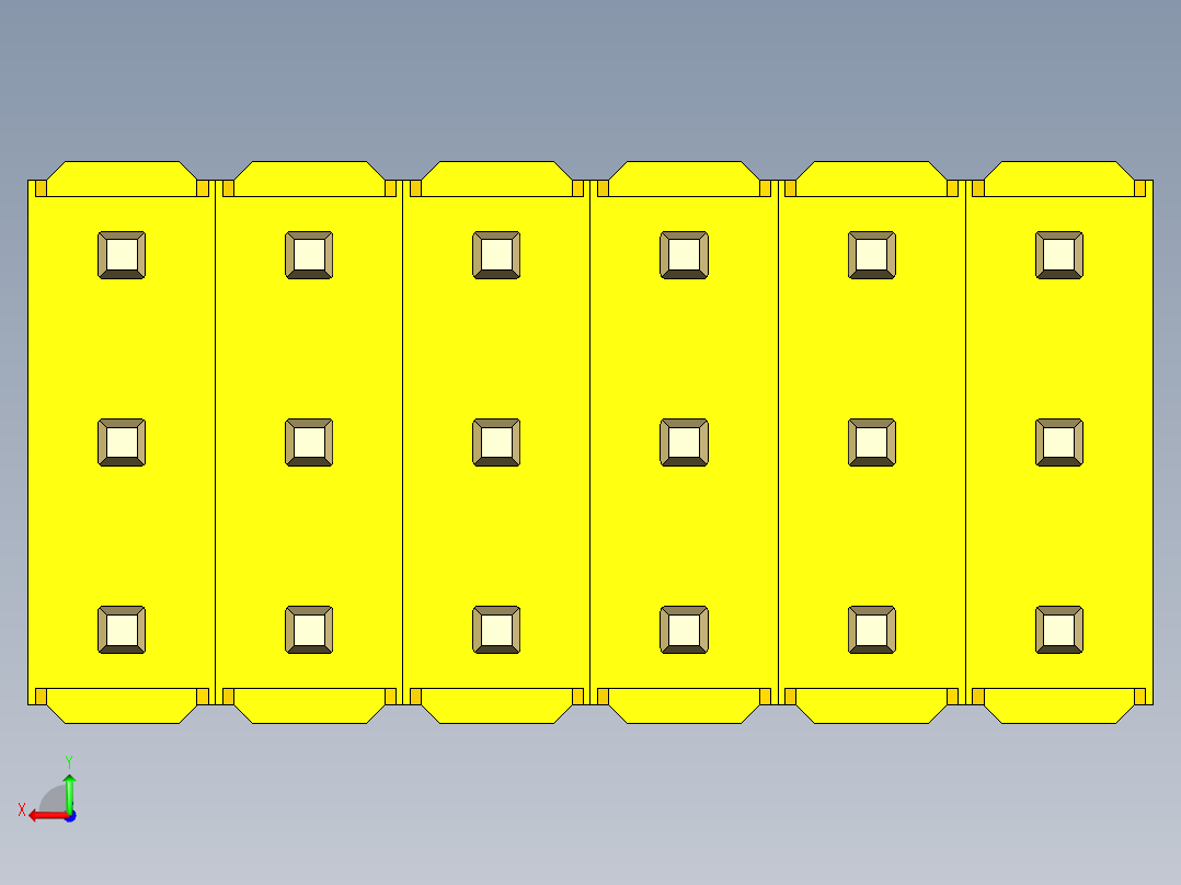 彩色公头100mil（2.54mm）系列-DS1021_yellow_3x06p_100mil_Type1_rev1.0后视图