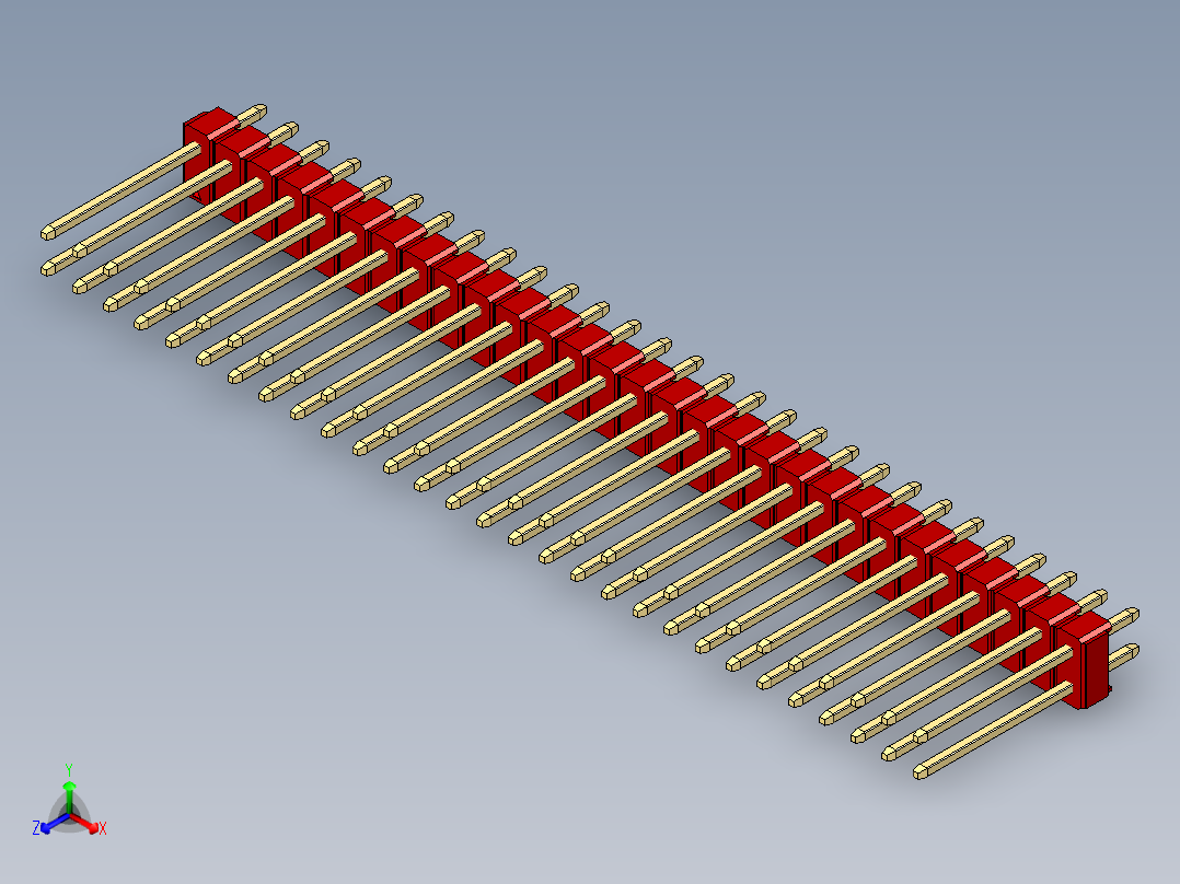彩色公头100mil（2.54mm）系列-DS1021_red_2x29p_100mil_Type5_rev1.0主视图