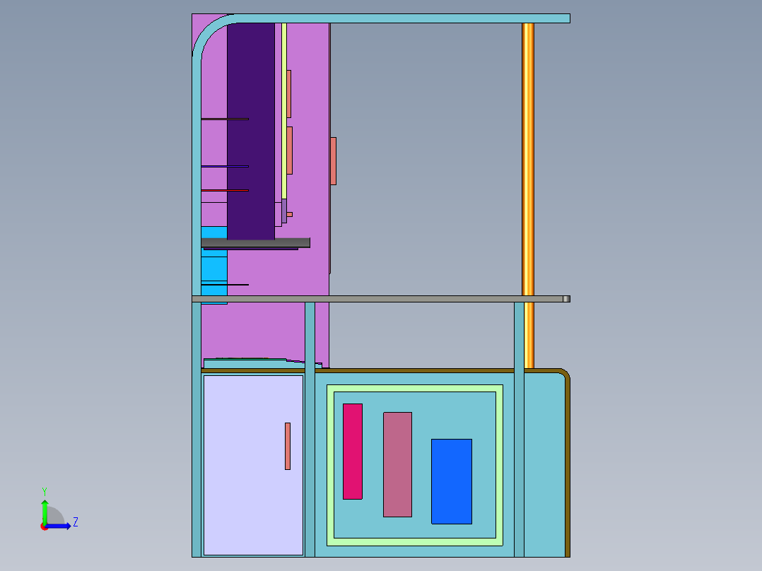 现代整体厨房3d模型左视图
