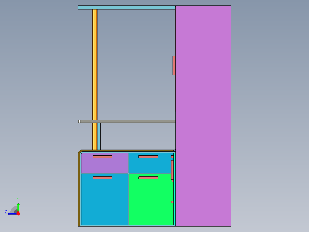 现代整体厨房3d模型右视图