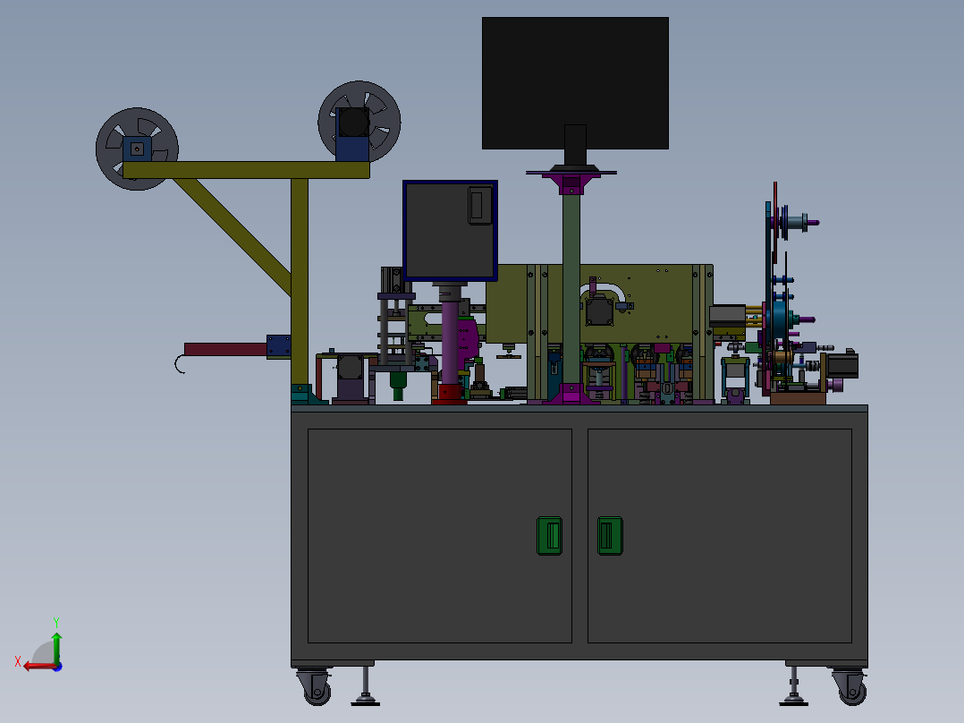 手机端子裁切折弯CCD视觉检测包装机后视图