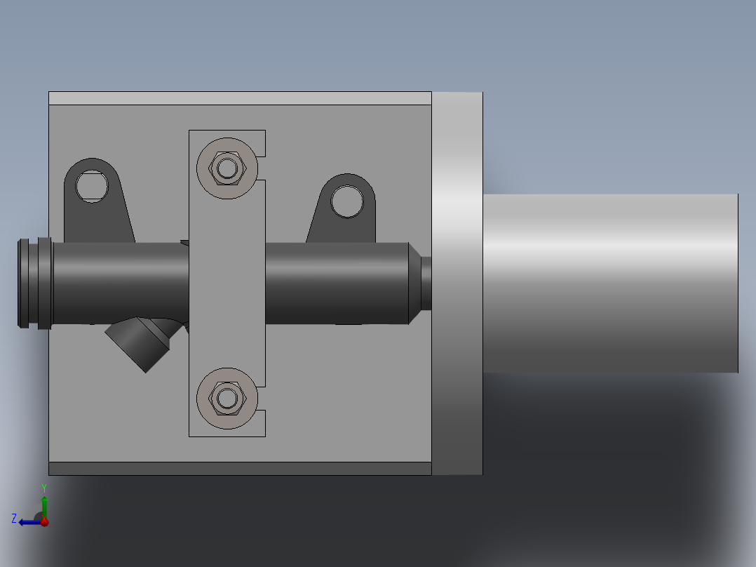 汽车刹车泵壳体工艺及车右端面夹具【含三维】右视图