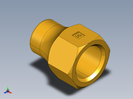 扩口式工业通用硬管接头Long Forged Nut 14FL-6正等轴测缩略图