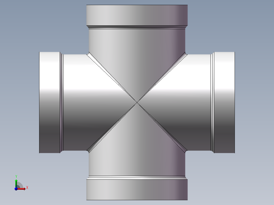 四通-等径内丝 DN25前视图