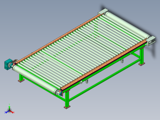 带动力滚筒线三维设计