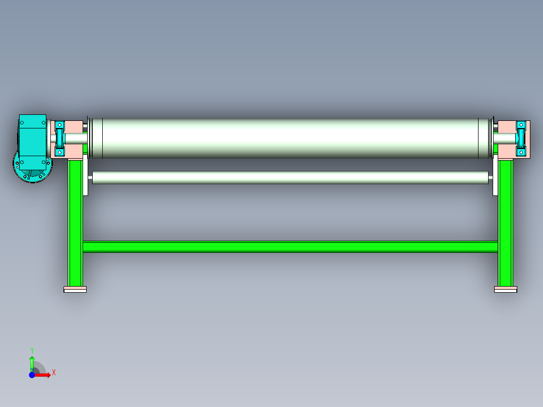 带动力滚筒线三维设计前视图