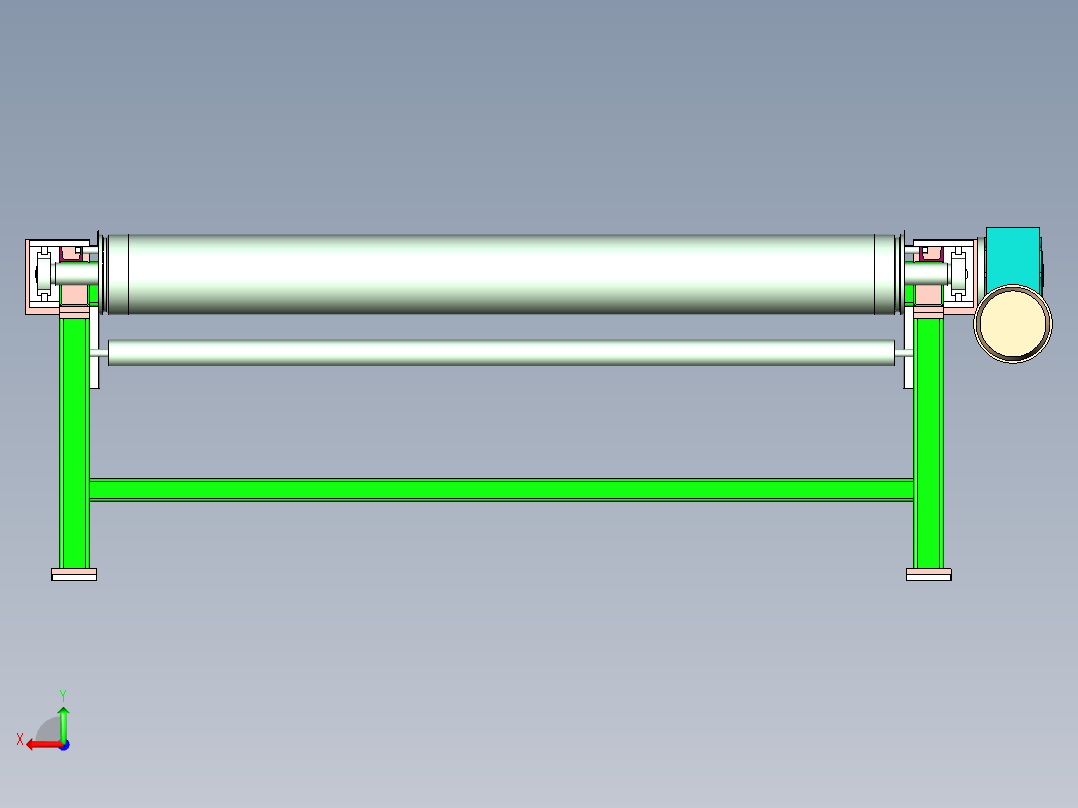 带动力滚筒线三维设计后视图