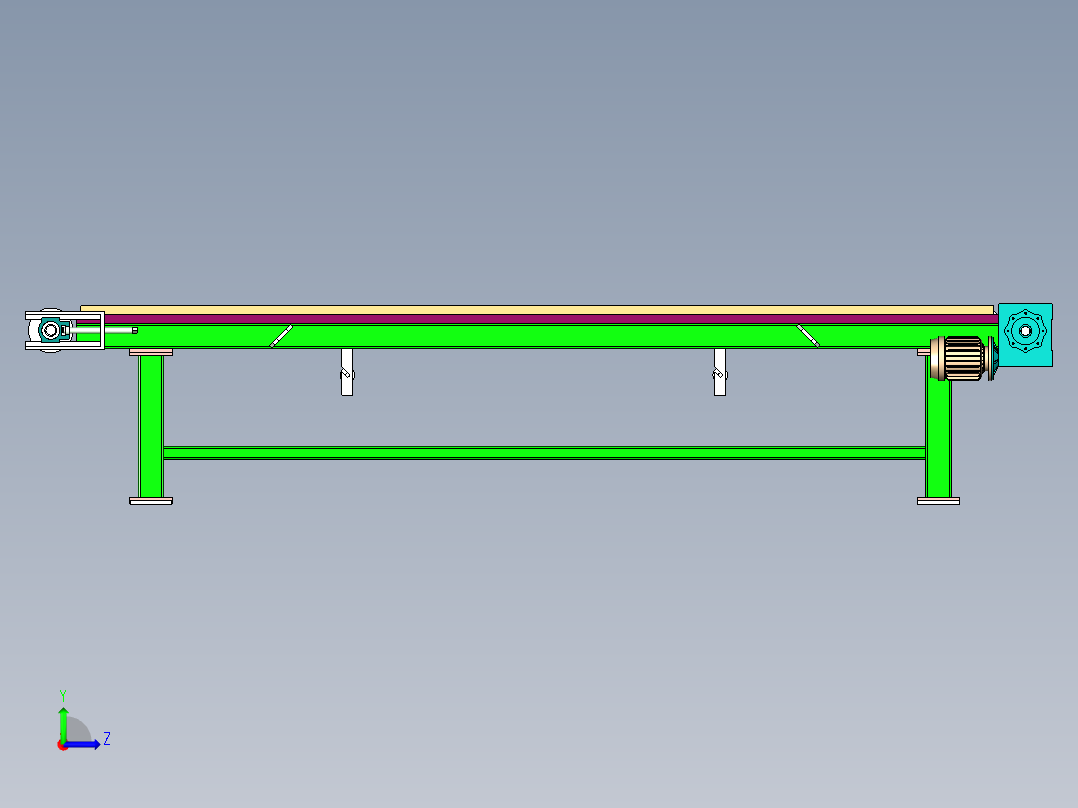 带动力滚筒线三维设计左视图