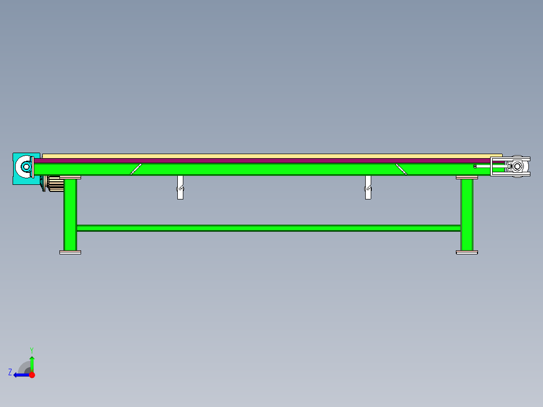 带动力滚筒线三维设计右视图