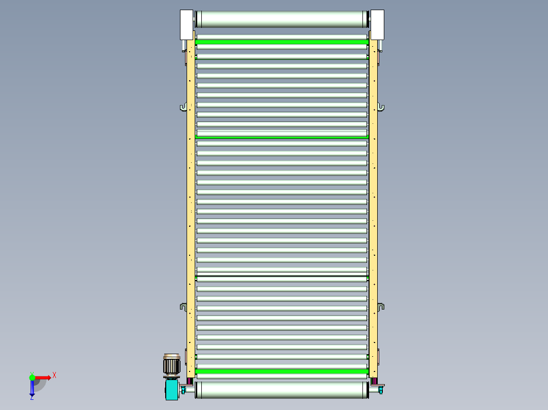 带动力滚筒线三维设计俯视图