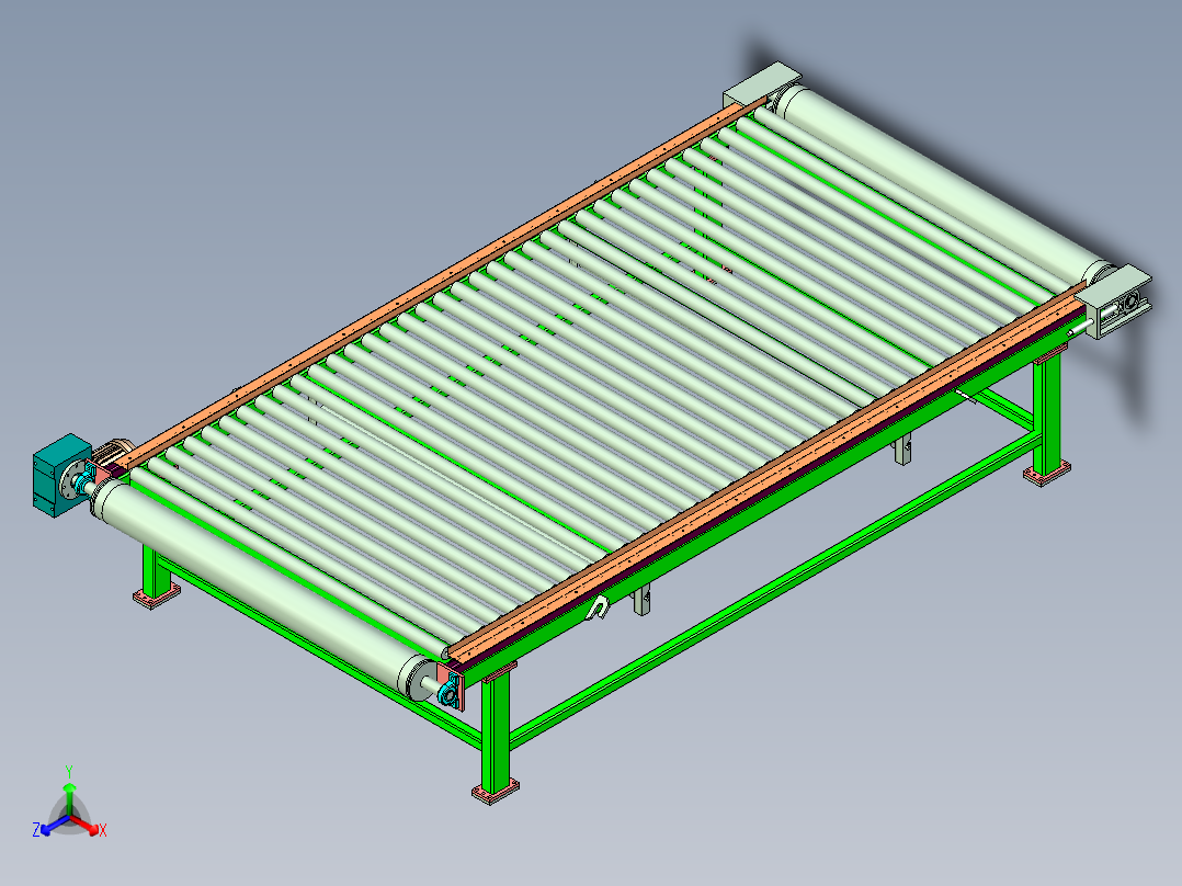 带动力滚筒线三维设计正等轴测图