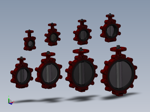 8款名称仅轴200MM-8内衬蝶阀模型
