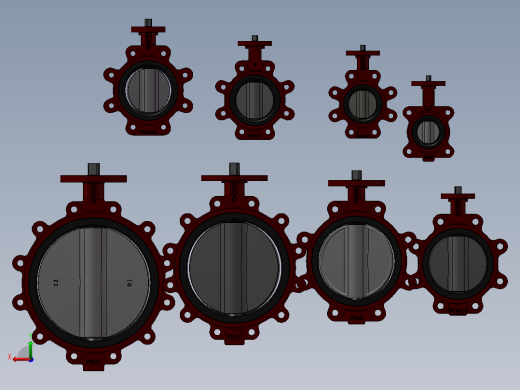 8款名称仅轴200MM-8内衬蝶阀模型后视缩略图