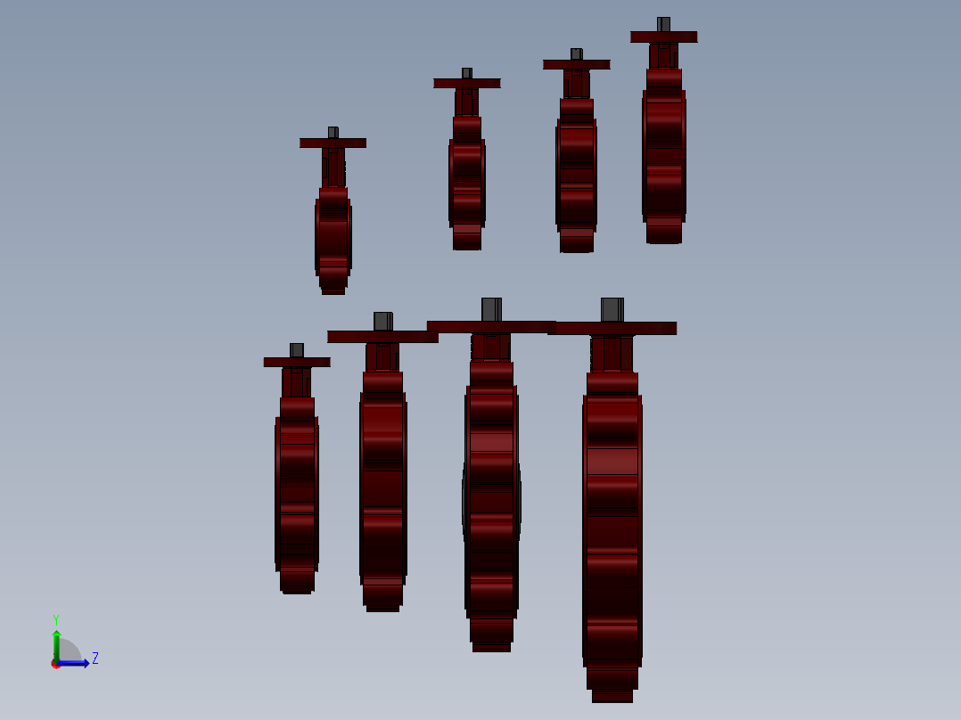 8款名称仅轴200MM-8内衬蝶阀模型左视图