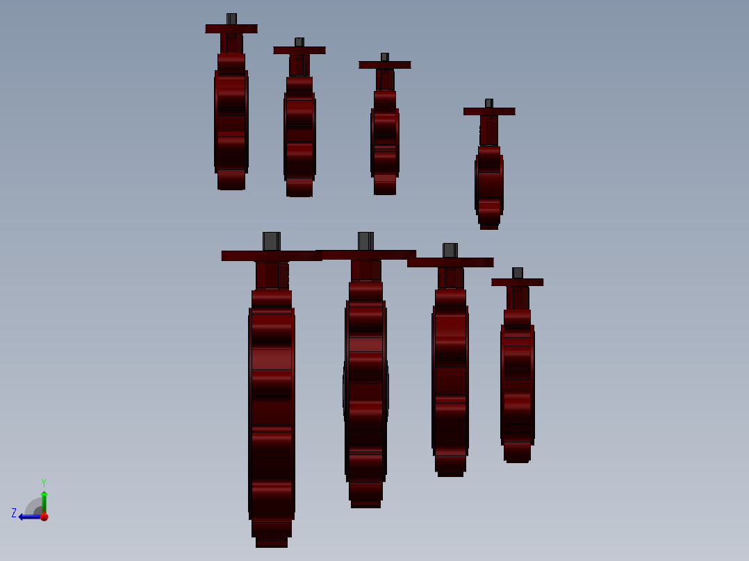 8款名称仅轴200MM-8内衬蝶阀模型右视图