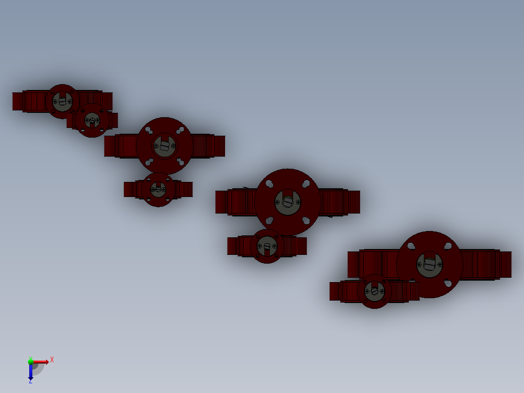 8款名称仅轴200MM-8内衬蝶阀模型俯视图