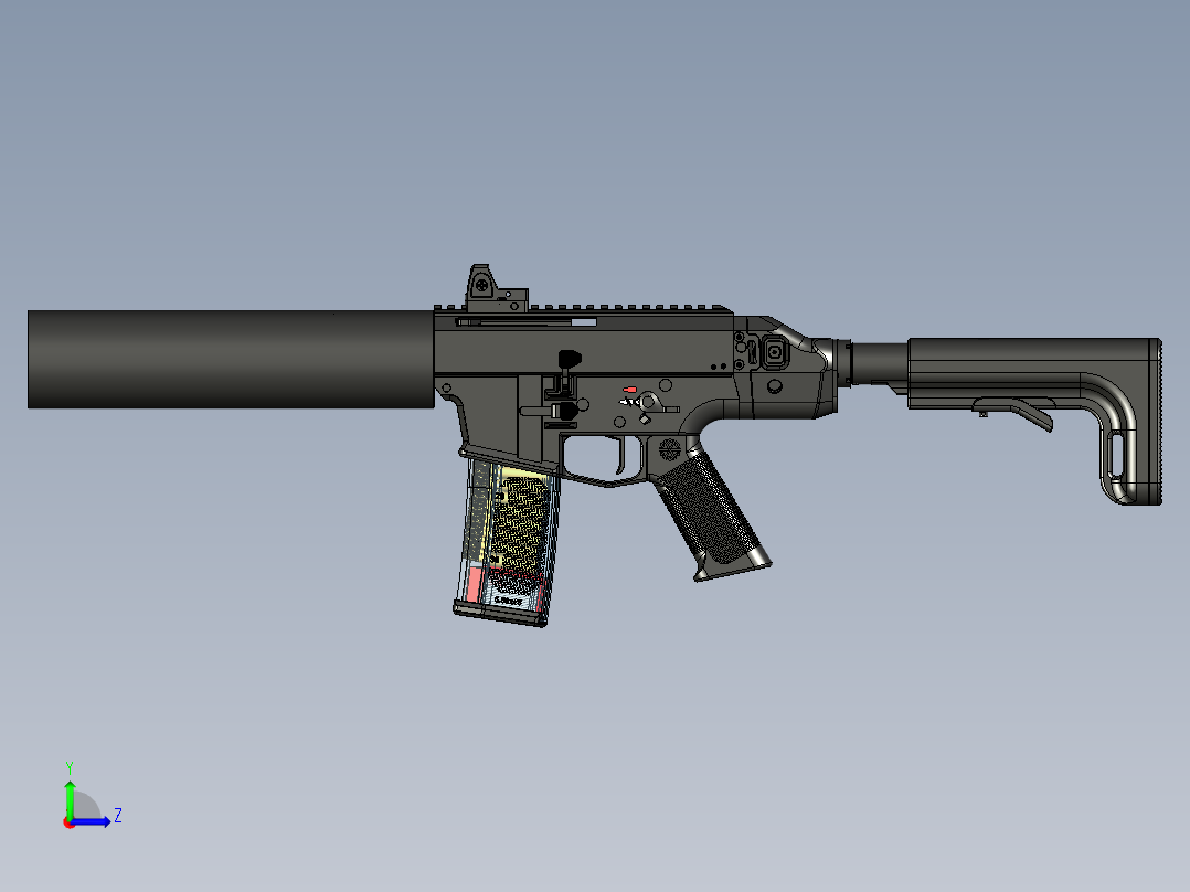 手枪左轮冲锋枪老式狙击步枪设计3D图纸perun-can-canon STP左视图