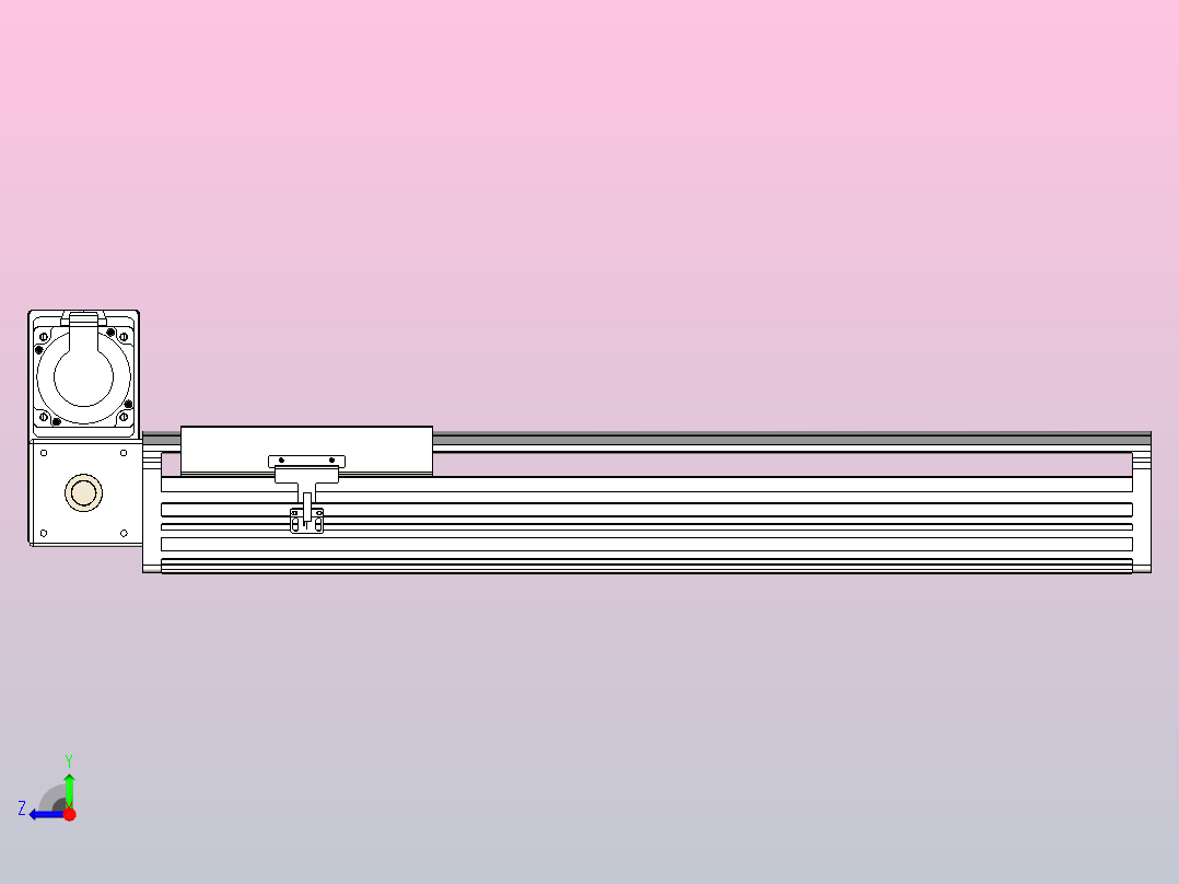 皮带直线轴半封闭可选导轨TPA-HNB-202D-140-L450-LU-Y-P75-N3右视图