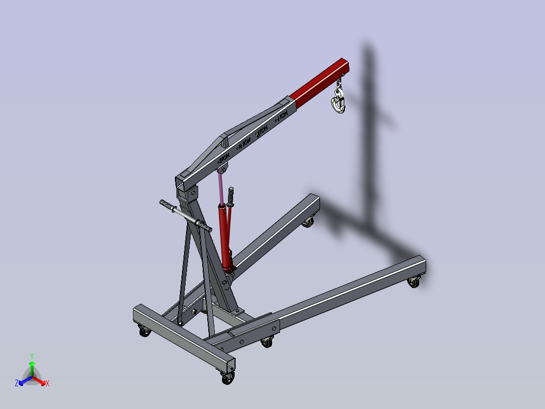 一款单臂液压吊车三维模型主视图