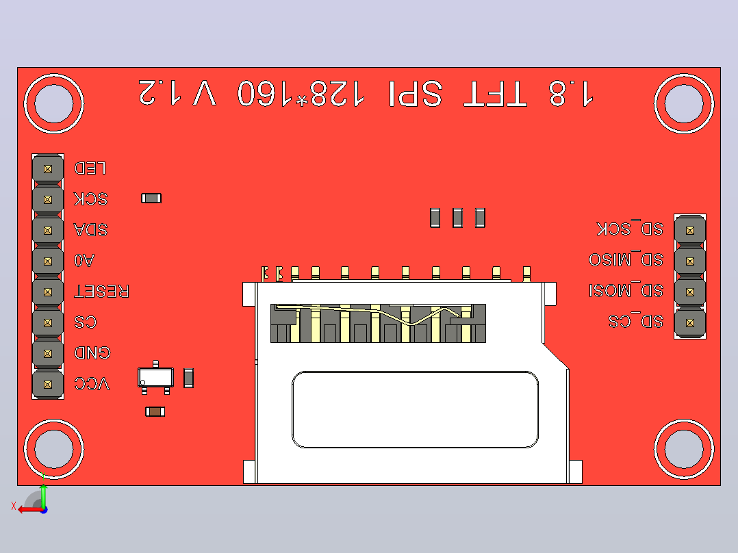 AZ-交付1.8英寸TFT显示器SPI v1.2后视图