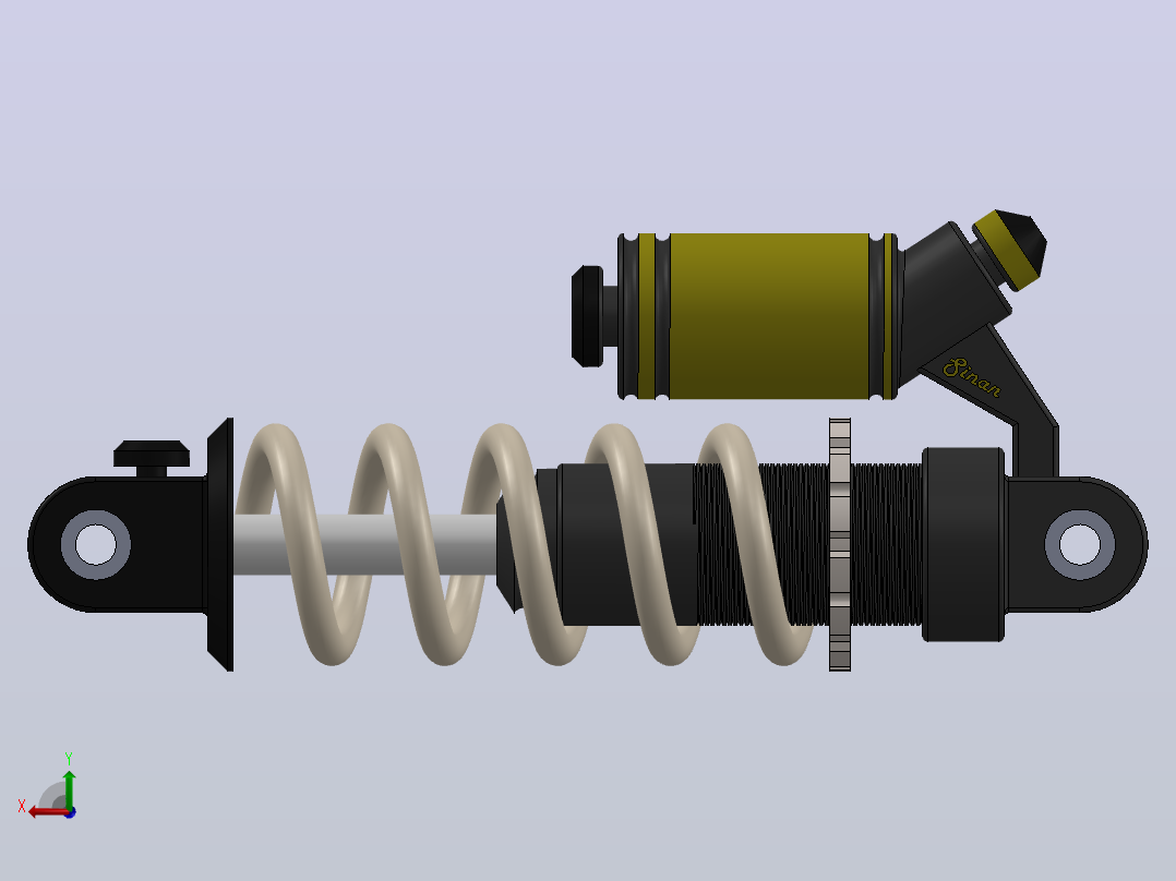 减震器3D数模图纸 Solidworks设计后视图