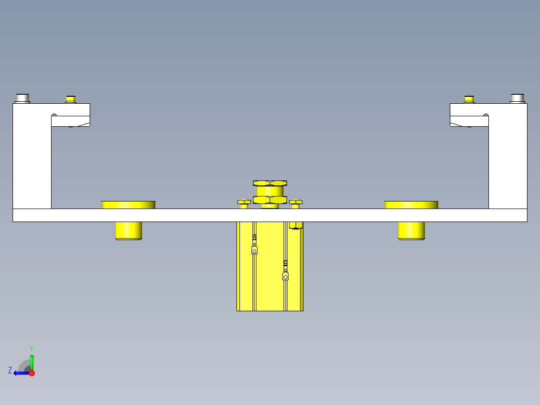 使用连杆的挡块解除机构右视图