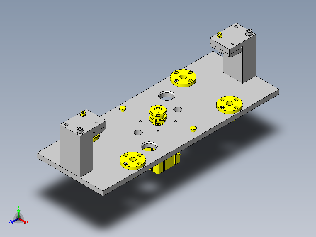 使用连杆的挡块解除机构正等轴测图