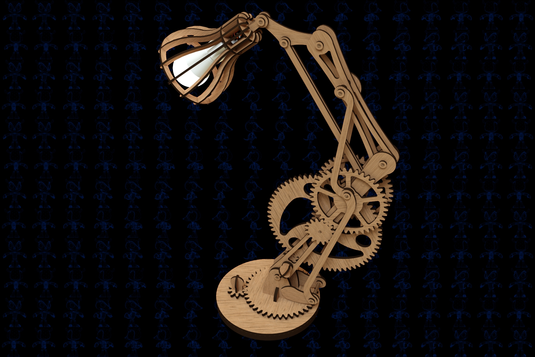 激光切割齿轮 台灯模型3D图纸 Solidworks设计 附STEP等多种格式