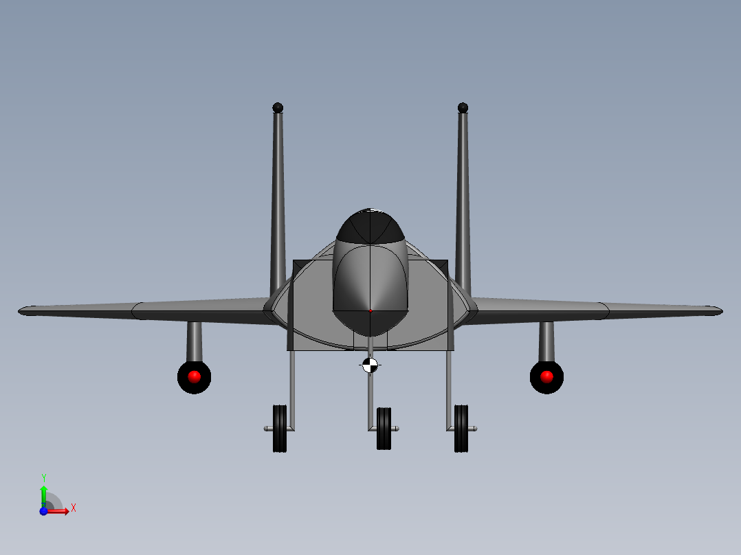 F15 Eagle战斗机简易模型3D图纸 Solidworks设计前视图