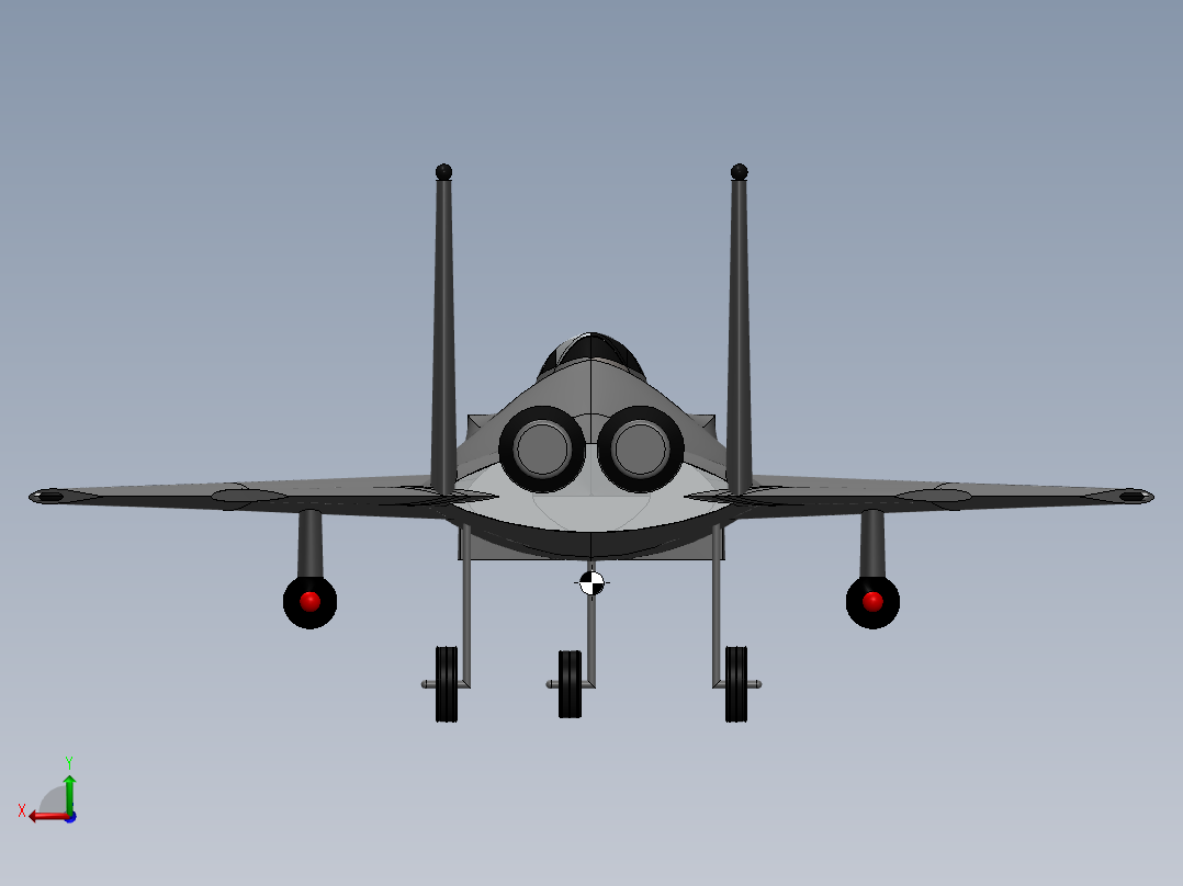 F15 Eagle战斗机简易模型3D图纸 Solidworks设计后视图