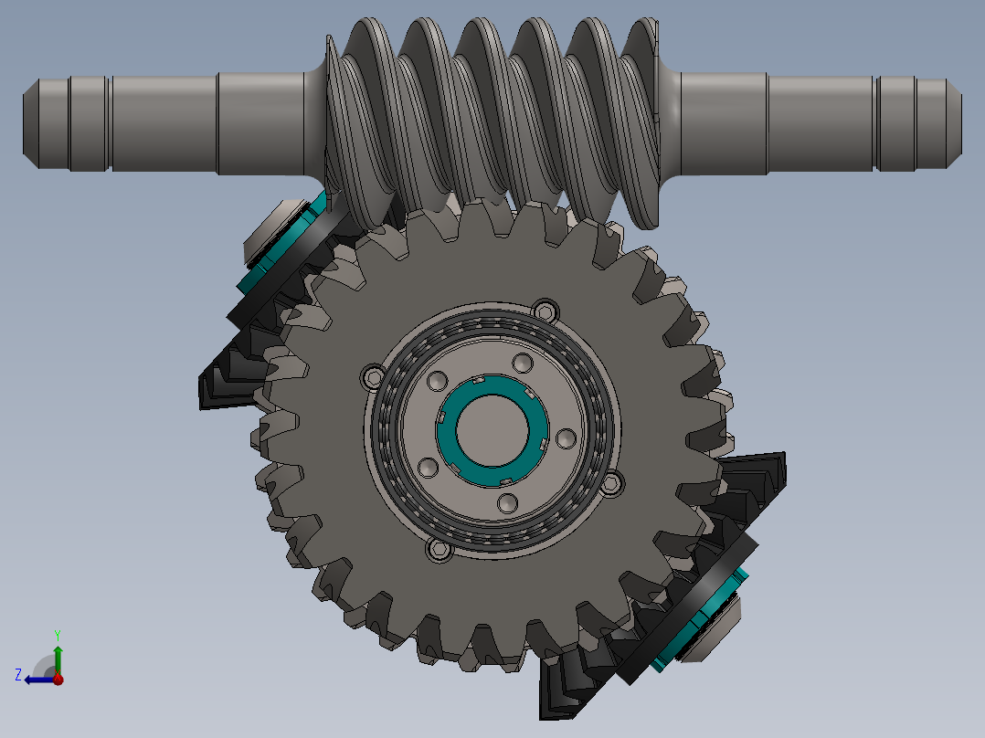 差动齿轮减速器爆炸图3D模型图纸 Solidworks设计右视图