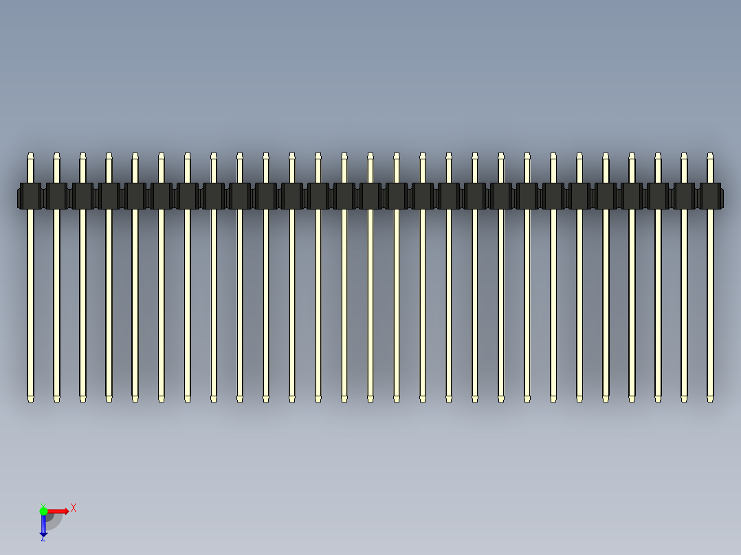 彩色公头100mil（2.54mm）系列-DS1021_black_3x27p_100mil_Type19_rev1.0俯视图