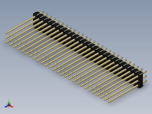彩色公头100mil（2.54mm）系列-DS1021_black_3x27p_100mil_Type19_rev1.0正等轴测缩略图