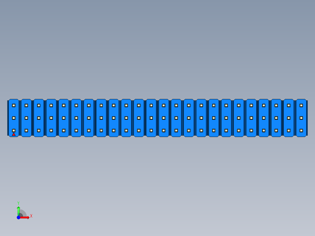 彩色公头100mil（2.54mm）系列-DS1021_blue_3x24p_100mil_Type5_rev1.0前视图