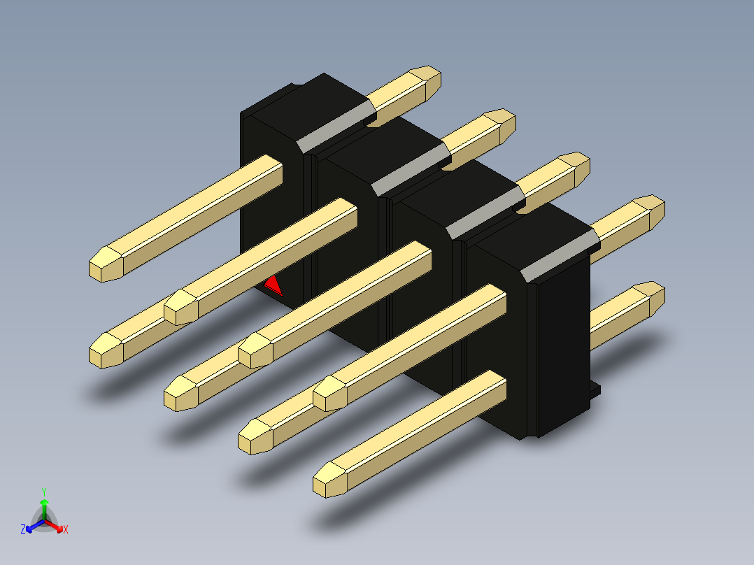 彩色公头100mil（2.54mm）系列-DS1021_black_2x04p_100mil_Type1_rev1.0主视图
