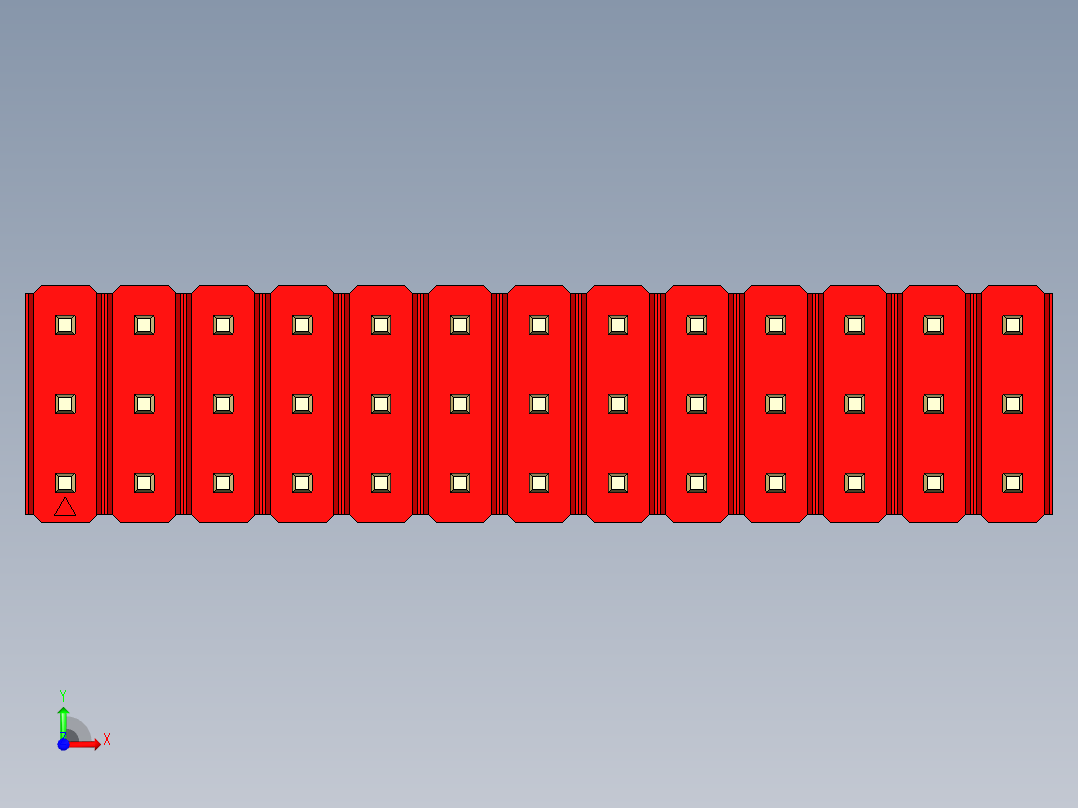 彩色公头100mil（2.54mm）系列-DS1021_red_3x13p_100mil_Type43_rev1.0前视图