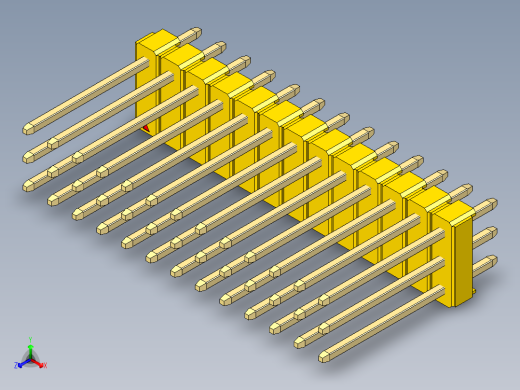 彩色公头100mil（2.54mm）系列-DS1021_yellow_3x13p_100mil_Type5_rev1.0