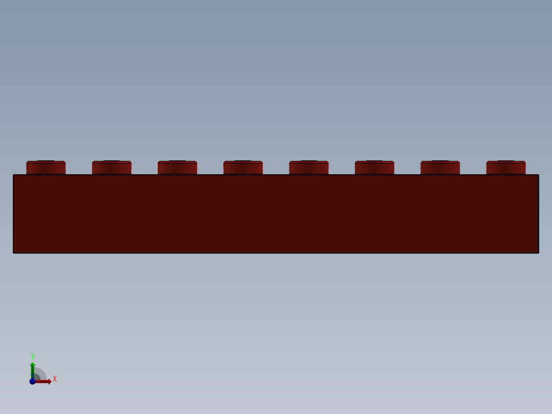 乐高套装 4421基本积木-300721 Bright Red Brick 2 x 8.SLDPRT前视图