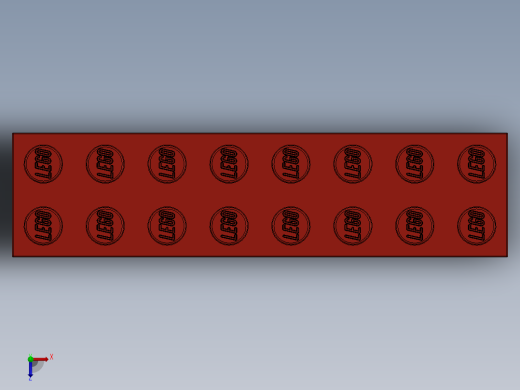 乐高套装 4421基本积木-300721 Bright Red Brick 2 x 8.SLDPRT俯视缩略图