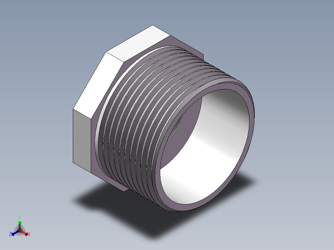 转接头-内外丝异径 DN32-DN15正等轴测图